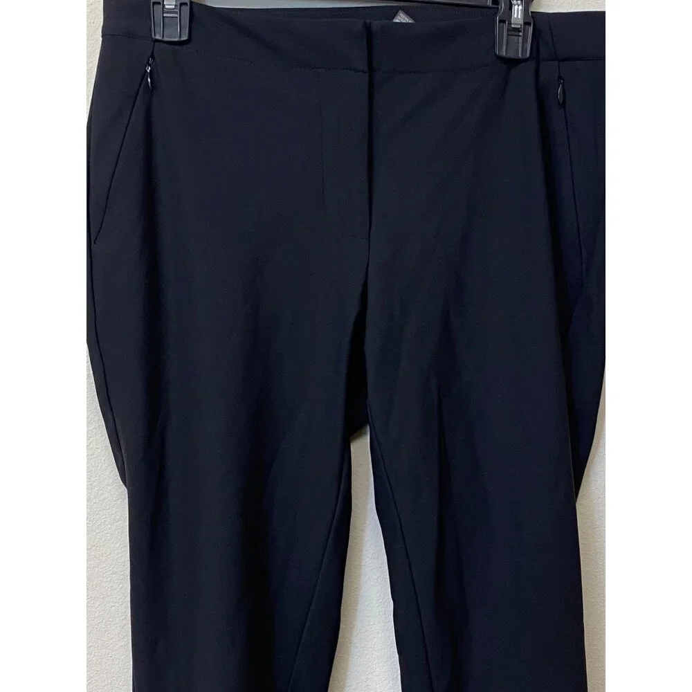 Calvin Klein Women's Black Solid Casual Mid Rise Slim Fit Ankle Dress Pants NWT - Picture 2 of 5